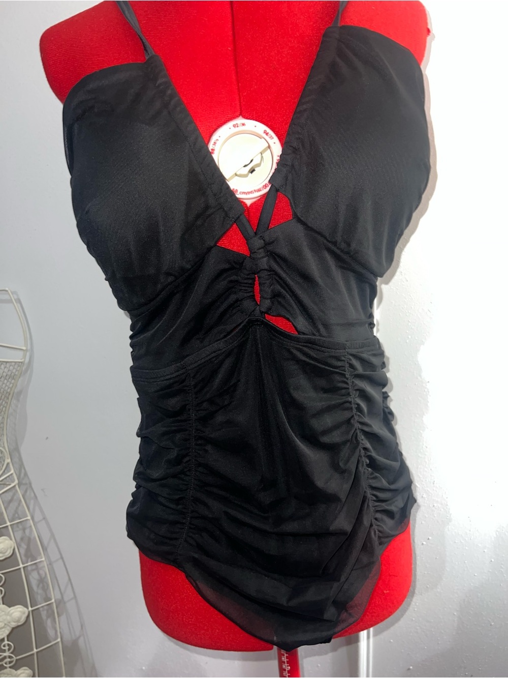 NWT City Chic Chiara Black Ruched One-Piece Swimsuit size 16